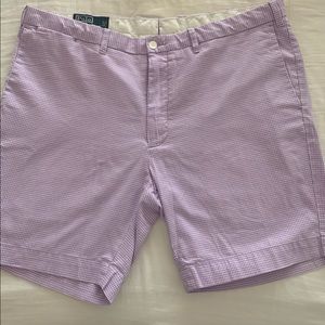 Polo Ralph Lauren Shorts! Lavender Purple Gingham  Slim Gi Fit  Flat Front 38w